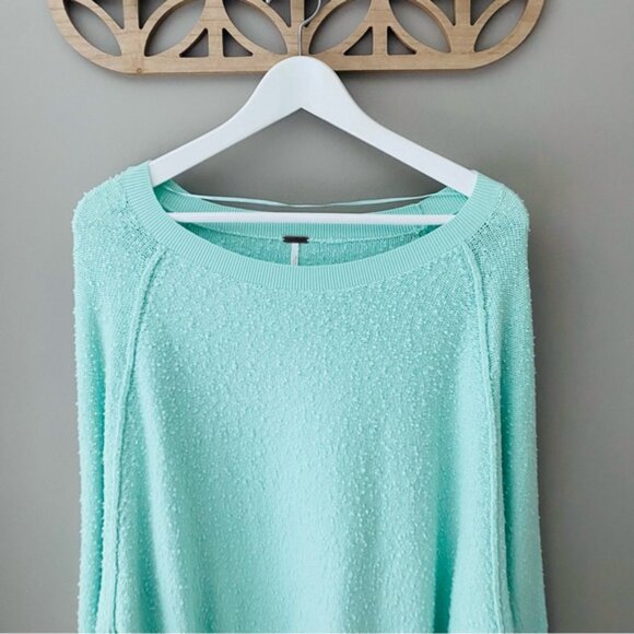 Free People Found My Friend Sweater Teal Sz Small - Picture 2 of 9